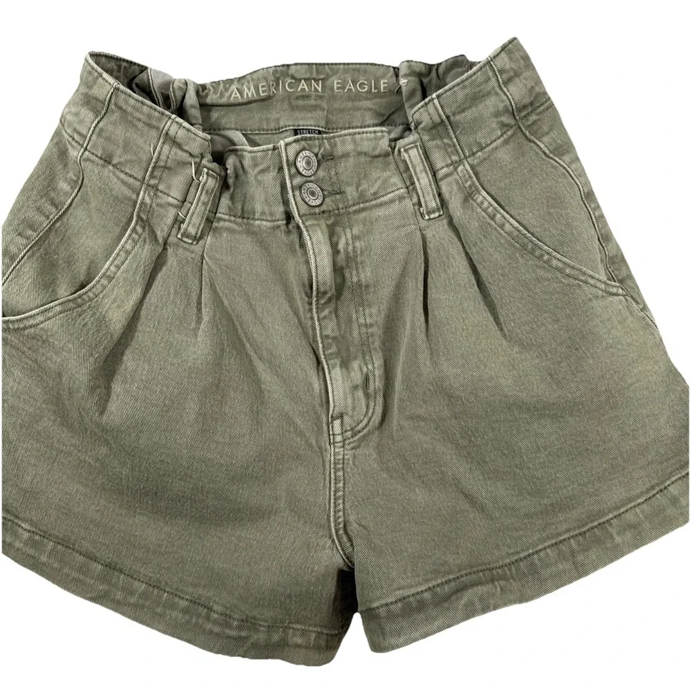 American Eagle Women's 6 Green Gray‎ Shorts Stretch Cotton Blend